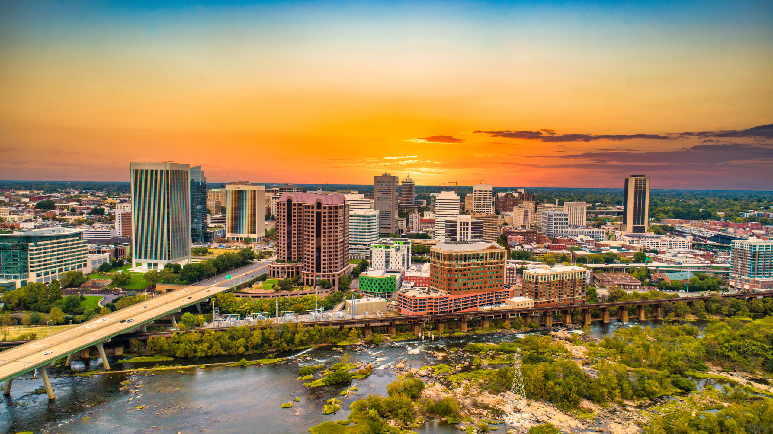 Richmond Virginia USA Downtown Drone Skyline Aerial HousingForward