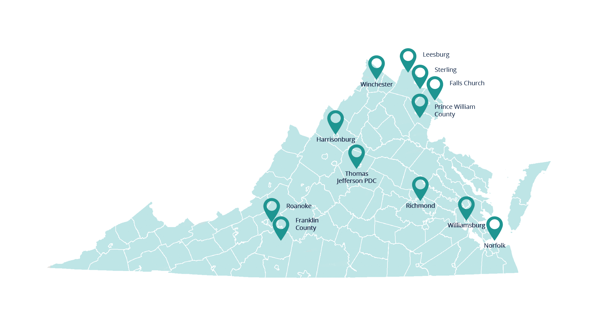 2021 engagements map - HousingForward Virginia