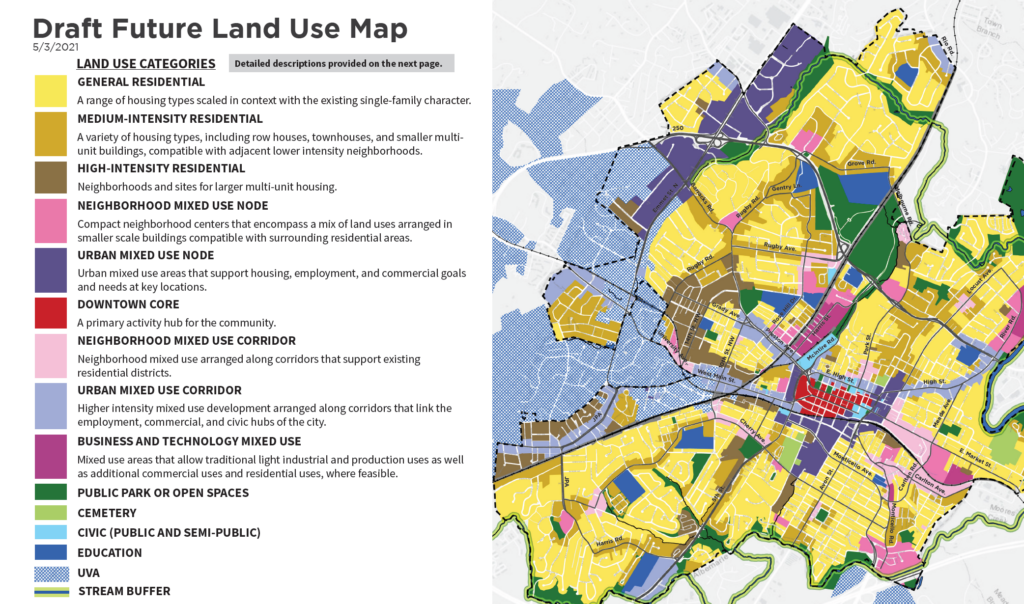 A draft future land use map from Charlottesville.