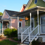 Colorful cottages in a residential neighborhood of Raleigh North Carolina